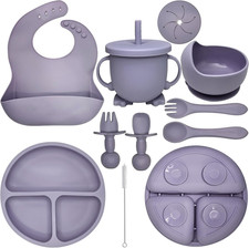 Baby Led Weaning Supplies  10 Piece Silicone Feeding Set  Baby Toddler Bib Cup