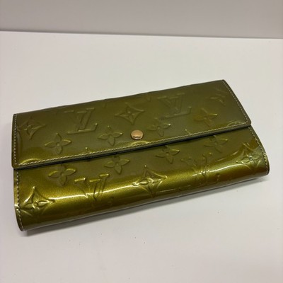 Louis Vuitton Vernis Sarah Wallet M91564 Vert Impression Long TS2101 Auth