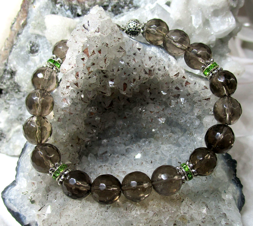 facett. RAUCHQUARZ Edelstein-Armband HANDARBEIT ca. 19 cm Nr.3 facett. RAUCHQUARZ Edelstein-Armband HANDARBEIT ca. 19 cm Nr.3
