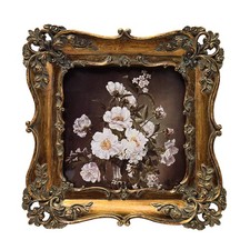 4x4 Small Vintage Picture Frame, Antique Bronze Gold Ornate Square Photo Frame