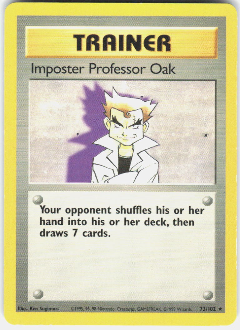 Imposter Professor Oak 73/102 Rare Base Set Unlimited Pokemon MP