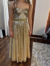 Sherri Hill formal evening dress/gold beading, sequence sz 2.