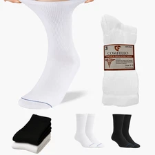 Mens Diabetic Crew Socks Circulatory sock for Men Pack of 6 Cotton Socks