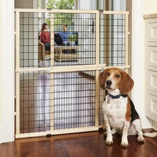 North States Wire Mesh Dog Gate: 29.5-48" Wide. Pressure Mount. No Tools Need...
