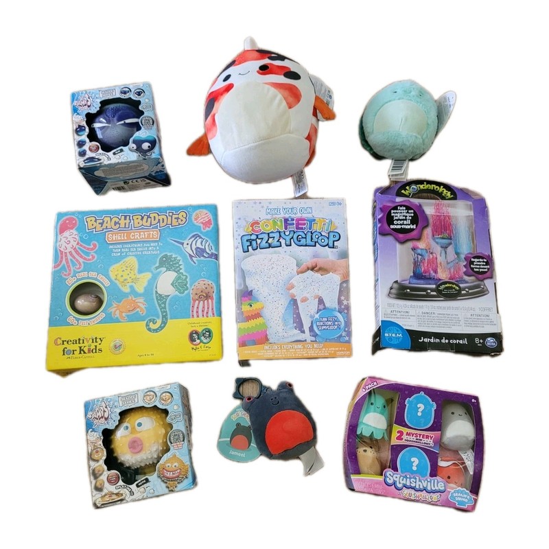 💥 NEW Summer Craft Kit, Plush Lot Ocean Coral Magic Stress Ball Squismallow Sea