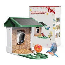 Bird Feeder with Camera-2K Live Video, Solar-Powered, Smart AI Identify Birds...