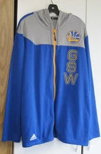Golden State Warriors GSW Hoodie 2XL Mens Blue Full Zip Adidas HOODED Sweatshirt