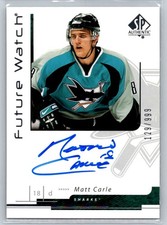 2006-07 SP Authentic Future Watch Matt Carle RC Auto 129/999 San Jose Sharks