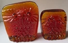 Blenko Glass Co LOT 2 Large & Small Owl Critter 6402P Paperweight 2025 TANGERINE