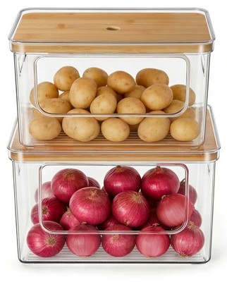 Hudgan Potato and Onion Storage Bin for Pantry Organizer, Veggie Large, Clear