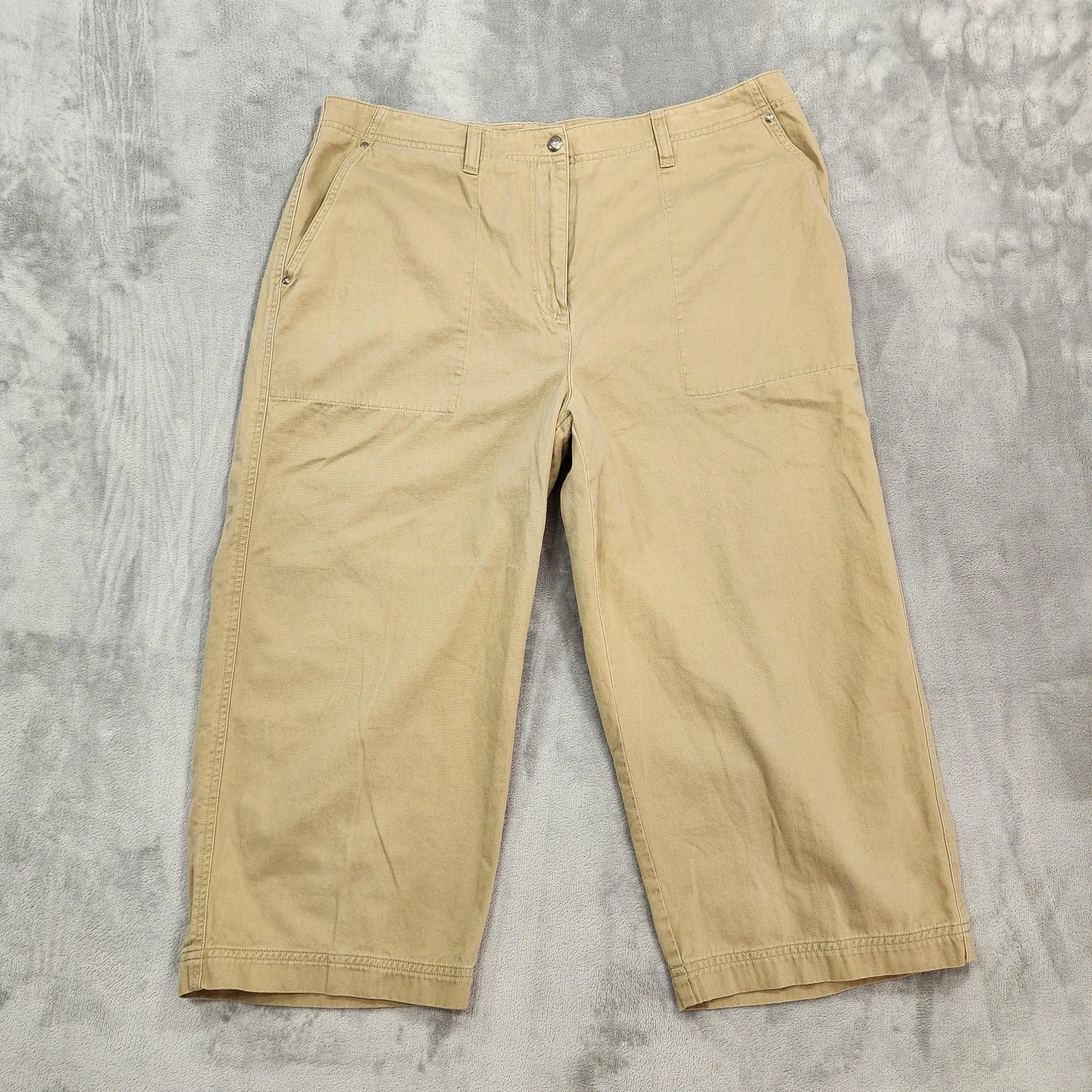 Vintage Lauren Ralph Lauren Pants Womens 16W Beige High Rise Tapered Capri Crop