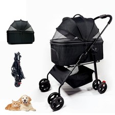 3-in-1 Pet Stroller for Small/Medium Dogs Cats, 4 Wheels Lightweight Dog Strolle