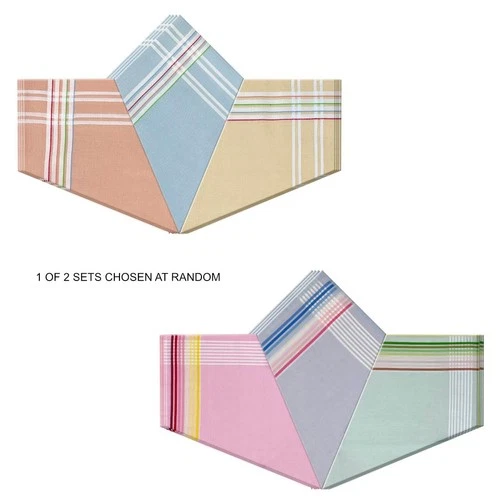 Ladies Handkerchiefs 100% Cotton Assorted Colours Plain Hankies 12 Pack