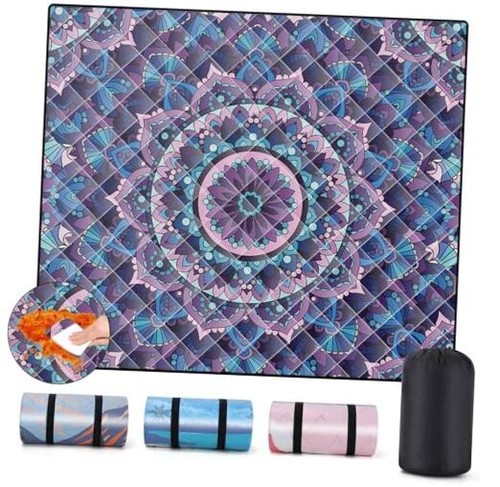 Picnic Blankets Beach Blanket 60"x80" 60*80inch Purple Bohemian Flowers