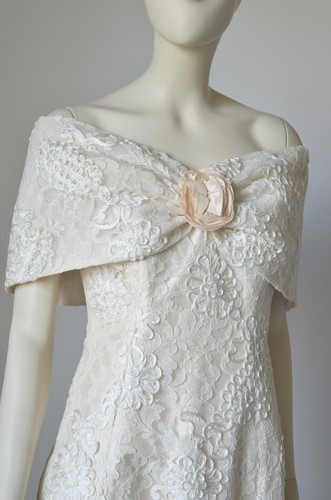 ANNA CHRISTINA London Wedding Dress Vintage Ivory Beige Size 12 - Picture 3 of 9