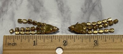 Purple & Clear Rhinestone Gold Tone Prong Set Pierced Earrings