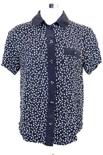 LOUIS VUITTON BlackWhite Button Peter Pan Blouse Shirt Top Small 36 2 3 4