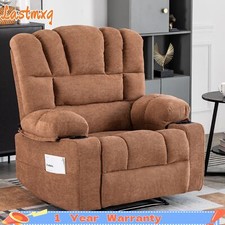 23.42" Chenille Massage Recliner Chair w/Heating Vibration Weight Capacity 330lb