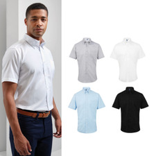 Premier Signature Oxford Short Sleeve Shirt PR236 - Button Collar Formal Wear