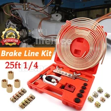 Recewill Brake Line Repair Kit 1/4 25 ft Copper Pipe Flaring Tool + 20 Fittings