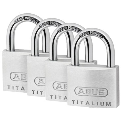 ABUS Titalium Vorhängeschloss 40 mm gleichschließend Standard Bügel 4er Pack - 64TI/40 Quad B/EFSPP