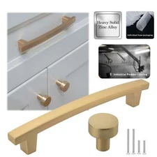 Solid Brushed Champagne Gold Cabinet Pulls Knob Handle Kitchen Bathroom Modern