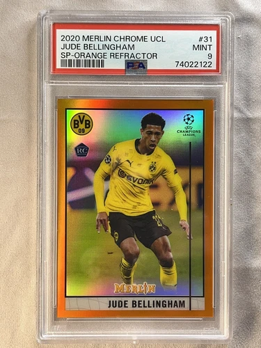 2020-21 Topps Merlin UEFA Jude Bellingham 31 RC PSA 9 IMAGE VARIATION Orange /25