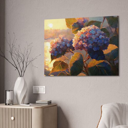 Hydrangea Sunset Painted Art Print Canvas Stretched 0.75