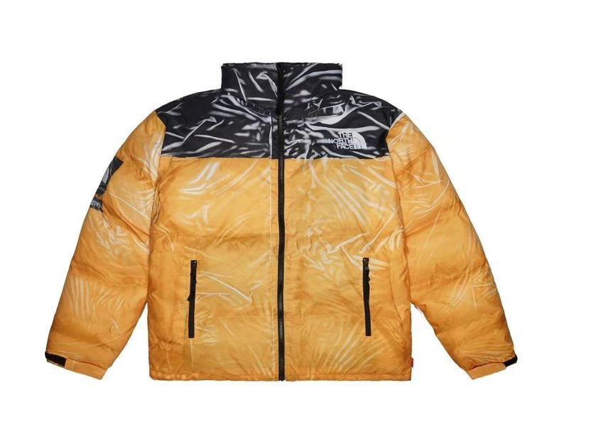 Veste jaune Nuptse imprimée trompe lœil Supreme The North Face