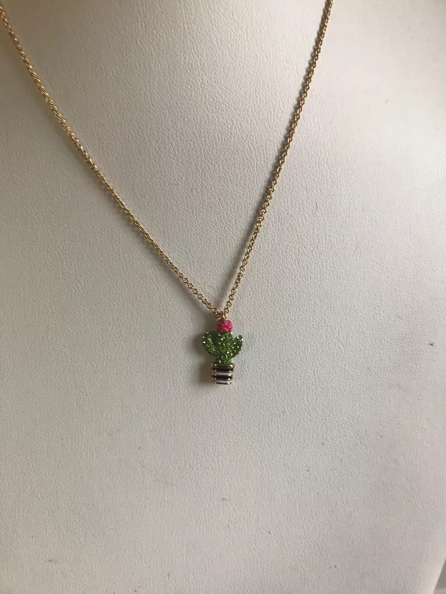 68 KATE SPADE 12K Gold Plated Scenic Route Penny Cactus Pendant Necklace Ks97A