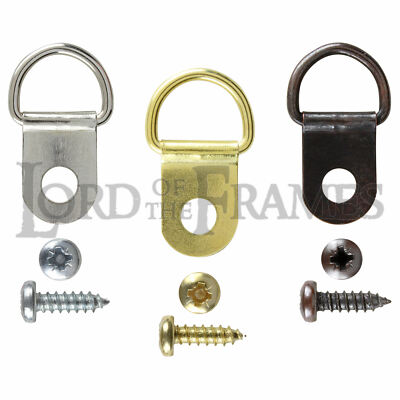 Nickel Messing Bronze kleine D Ringe optional Schrauben Bilderrahmen Rahmen hängend