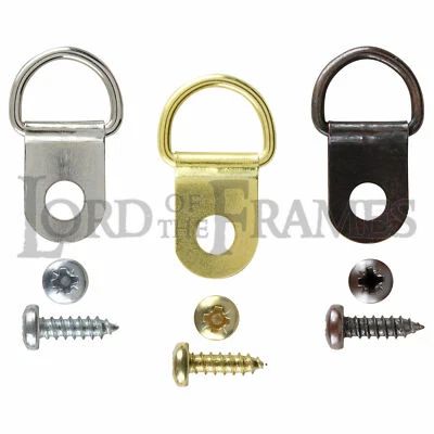 LORD OF THE FRAMES Níquel Latón Bronce Pequeños Anillos en D Tornillos Opcionales Marco de Cuadro Colgante