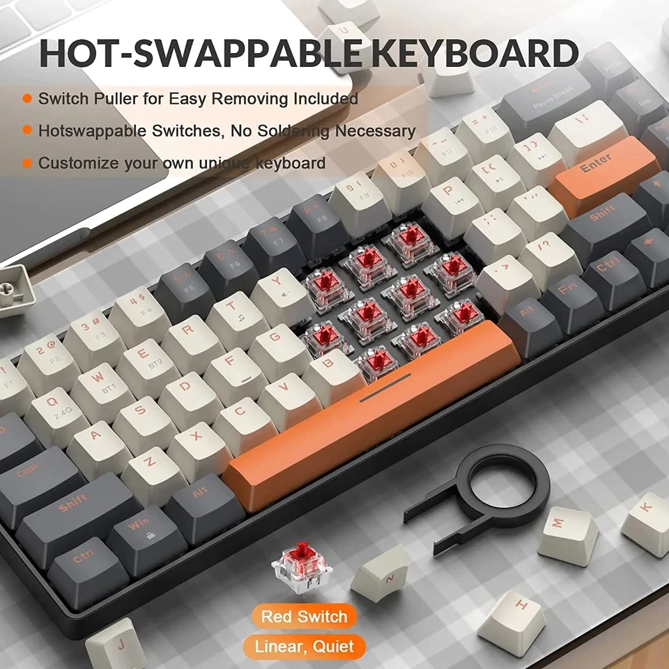 60% drahtlose mechanische Tastatur Bluetooth Dual-Modus Hot-Swap-Mini 68-Keys - Bild 4 von 4