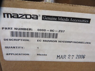 OEM # 0000-8C-Z07 GENUINE MAZDA OEM new REARVIEW MIRROR CHROMATIC