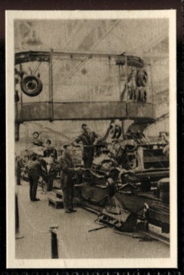 Tabakkarte, Express, Motorwagen wie es hergestellt wird, 1939, Endmontagelinie, #42