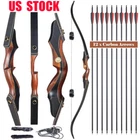 30lbs Adult Archery 60" Hunting Take Down Recurve Bow and Arrows RH Wood Longbow
