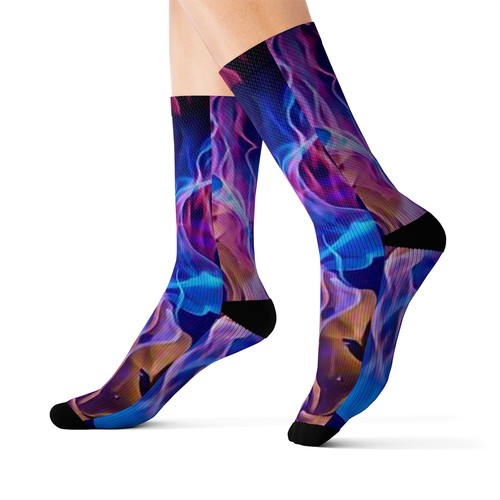 Charisma Girls Fire Series Design Number 2 Blue Plasma Sublimation Socks - Picture 10 of 13