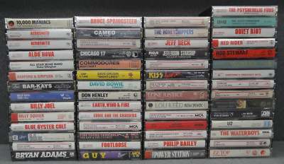LOT (57) Rock Pop Cassette Tape Aerosmith ZZ Top David Bowie Billy Idol ...