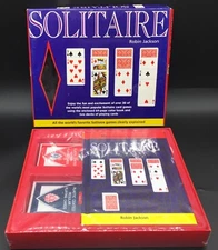 Solitaire by Robin Jackson set 2001 hardback book & 2 packs of playing cards NEW