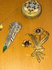 Vtg Deco Inspired Jewelry Lot silver,rhinestones,Czech Iris glass — photo 3