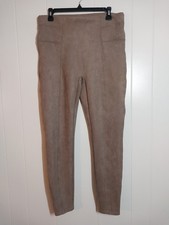 Spanx XL Faux Suede Leggings Brown High Rise Shaping Pull On Stretch Pant 20322R