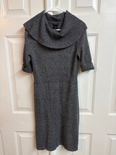 Ann Taylor Womens Wool Blend  Knit Cowl Neck Short Sweater Dress Size Small
