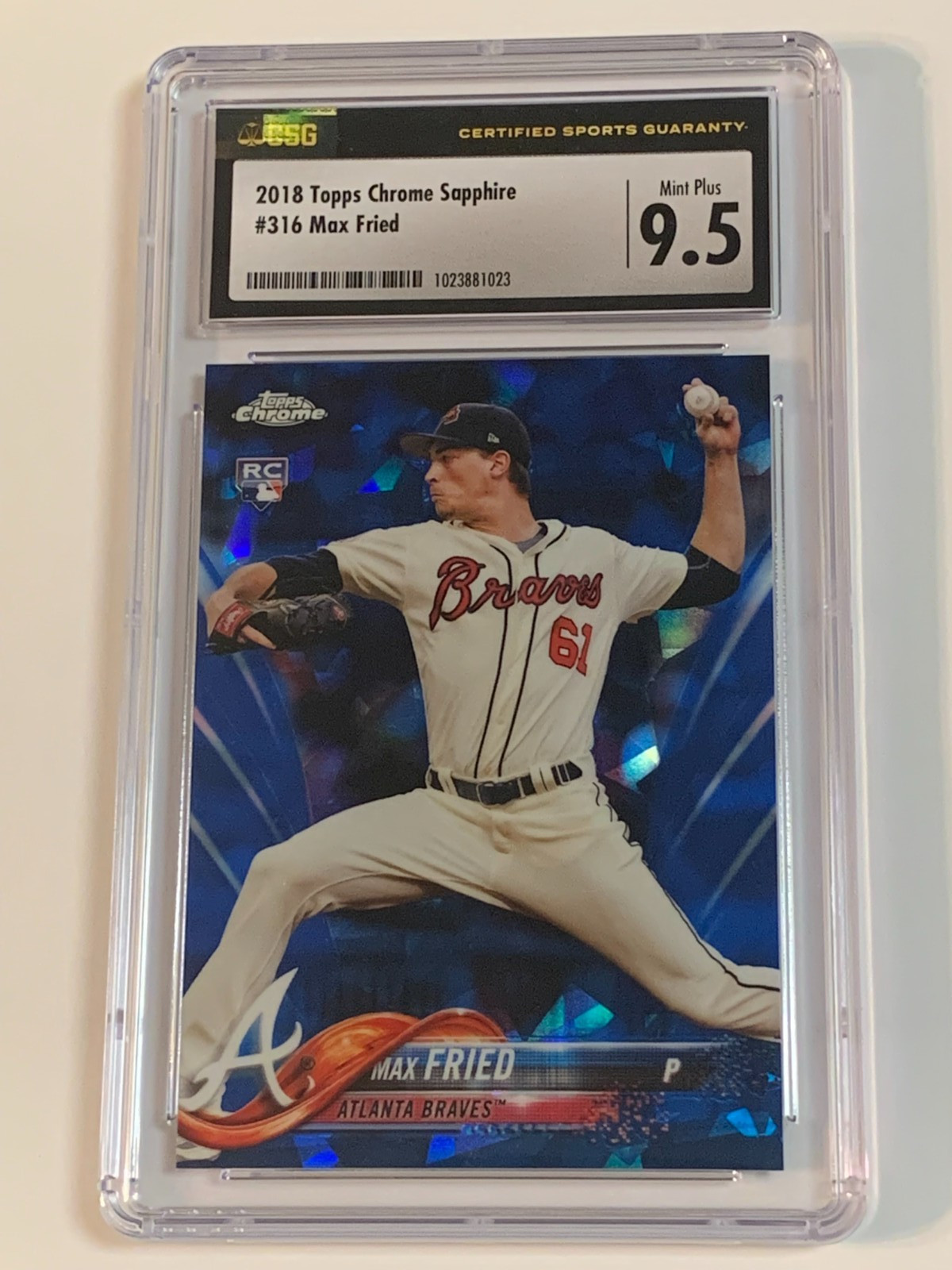 2018 Topps Chrome Sapphire #316 Max Fried RC - CSG 9.5 (MT+)