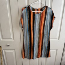 Shein Multicolor Striped Short Sleeve T Shirt Dress Women’s Size Large Beach