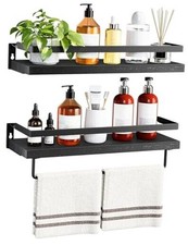 Bathroom Shelves with Towel Bar, Floating Shelves, Wall Shelves for Black
