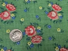BEST Vintage Feedsack Flour Sack Fabric 40s Pink Roses on GREEN Remnant Quilt