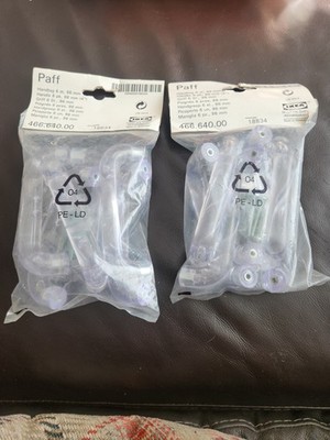Vintage IKEA 2x Packungen 4'' Schubladengriffe ''PAFF'', 90er, 6 je 12, neu, transparent