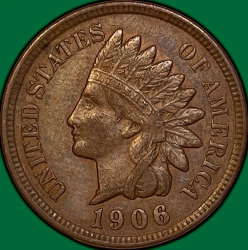 1906 Indian Head Cent Extremely Fine XF Coin #36098