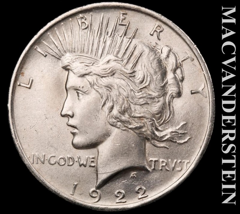 1922 Silver Peace Dollar - Scarce  Uncirculated  Lustrous  No Reserve  #L7338
