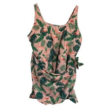 Old Navy Swim Dress Womens 4X Flamingo Tropical Leaf Plus Size Swimwear Summer